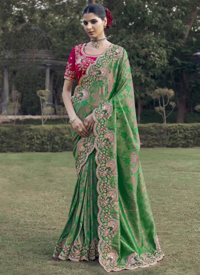 Imposing Green Jacquard Trendy Saree