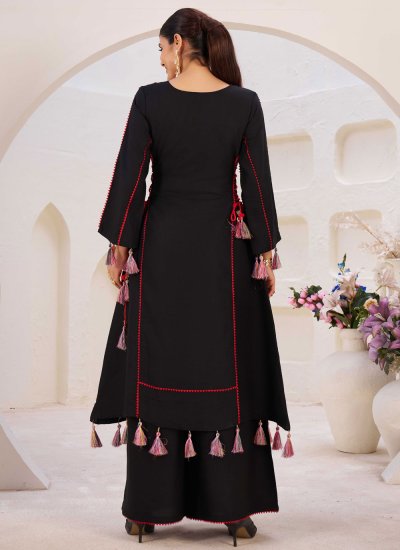 
                            Impressive Rayon Embroidered Black Readymade Salwar Kameez