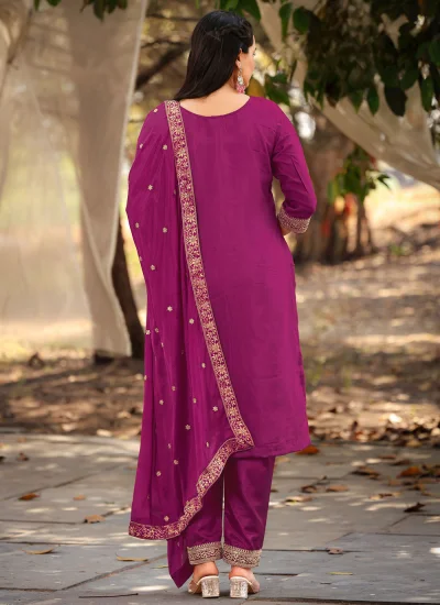 Intricate Embroidered Purple Viscose Readymade Salwar Kameez 
                            Intricate Embroidered Purple Viscose Readymade Salwar Kameez