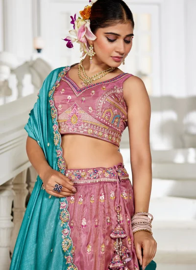 
                            Irresistible Tissue Embroidered A Line Lehenga Choli