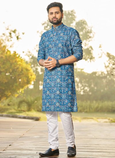 Kurta Pyjama Chicken Rayon in Blue