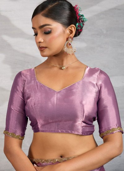 
                            Lavender Chiffon Cutdana Designer Saree