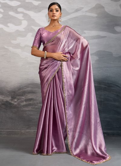 Lavender Chiffon Cutdana Designer Saree
