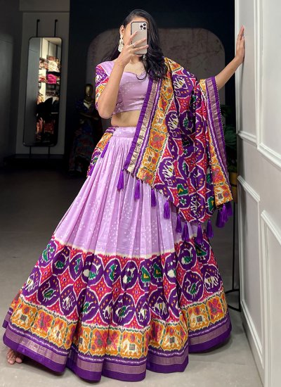 Lavender Patola Print Tussar Silk Trendy Lehenga Choli
