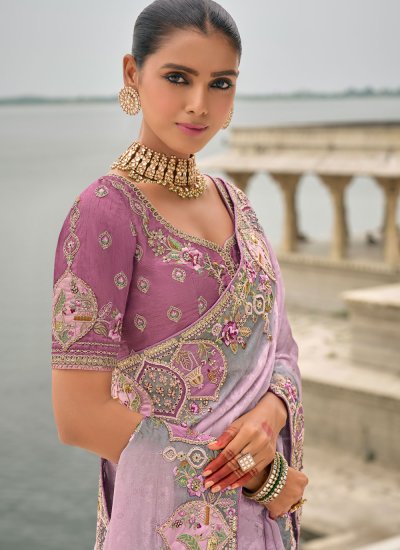 Lavender Viscose Classic Saree