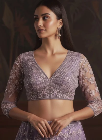 
                            Lavender Wedding Designer Lehenga Choli