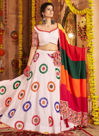 
                            Lavish Cotton White Thread Readymade Lehenga Choli