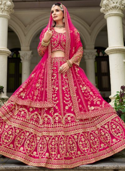
                            Lehenga Choli Embroidered Net in Pink