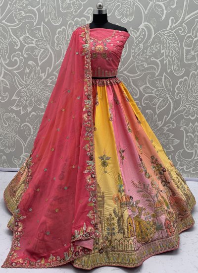 Lehenga Choli Sequins Silk in Multi Colour 
                            Lehenga Choli Sequins Silk in Multi Colour