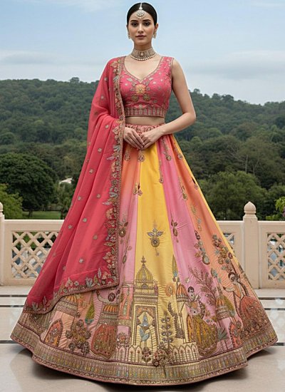 Lehenga Choli Sequins Silk in Multi Colour