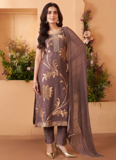 Lovable Silk Brown Pant Style Suit