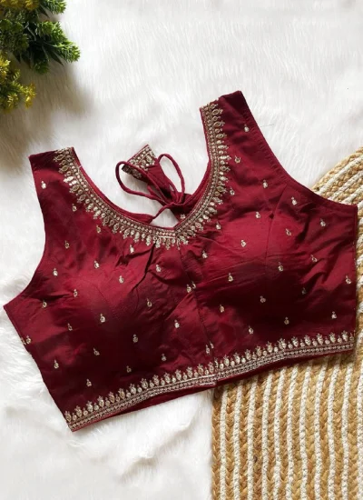 Maroon Embroidered Blouse