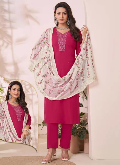 Marvelous Embroidered Silk Rani Readymade Style