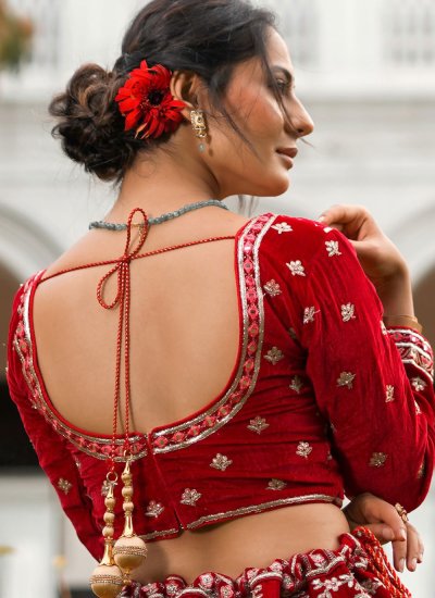 
                            Mesmeric Red Embroidered Lehenga Choli