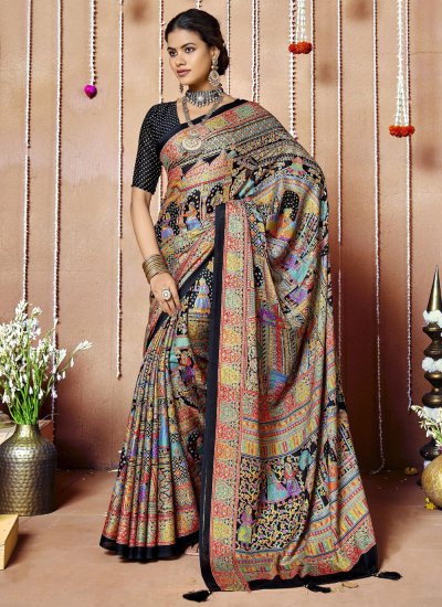 Multi Colour Faux Crepe Casual Classic Saree