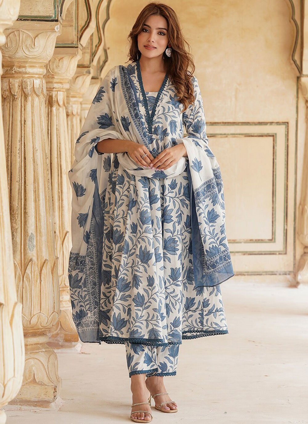 Floral Printed Salwar Punjabi All Over Suit Design Multi Colour