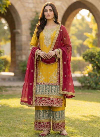 
                            Mustard Festival Chinon Pakistani Salwar Kameez
