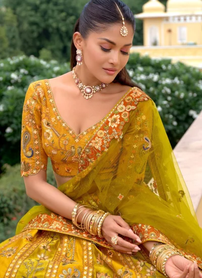 Mustard Wedding Lehenga Choli 
                            Mustard Wedding Lehenga Choli