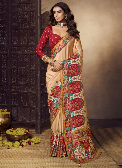 Mystical Viscose Weaving Cream Classic Saree