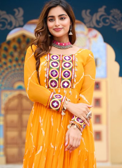 Mystical Yellow Festival Readymade Gown