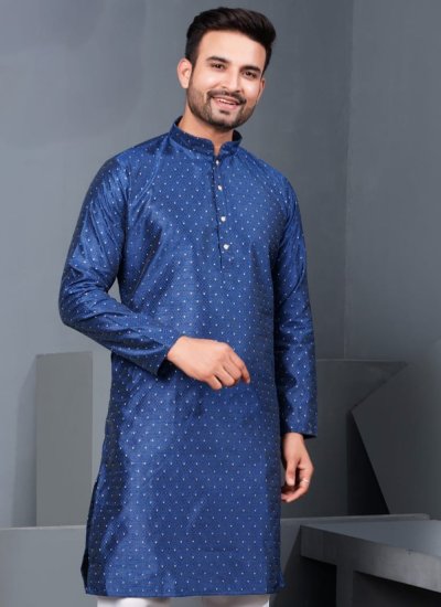 
                            Navy Blue Color Kurta Pyjama