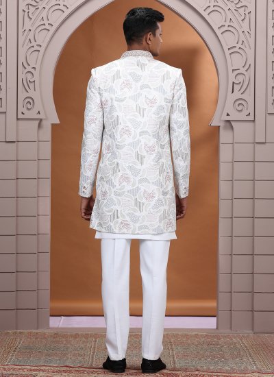 Off White Machine Embroidery  Indo Western 
                            Off White Machine Embroidery  Indo Western