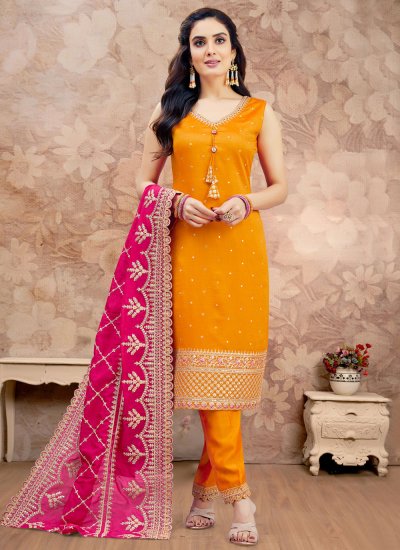 Orange Silk Pant Style Suit