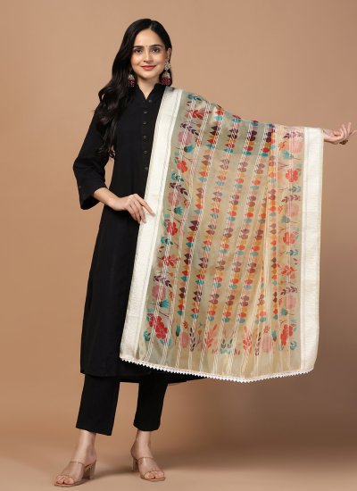Peach Organza Party Dupatta