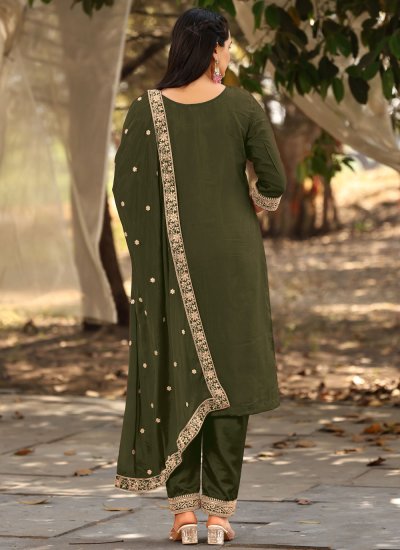 
                            Peppy Green Jacquard Readymade Salwar Kameez