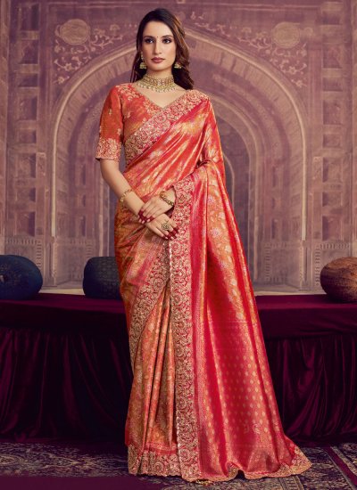 Pink Beads Wedding Contemporary Saree