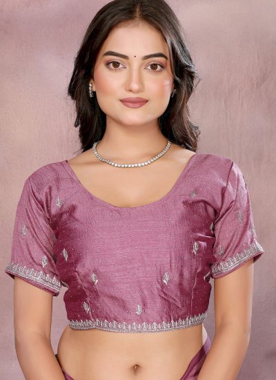 
                            Pink Casual Vichitra Silk Contemporary Saree