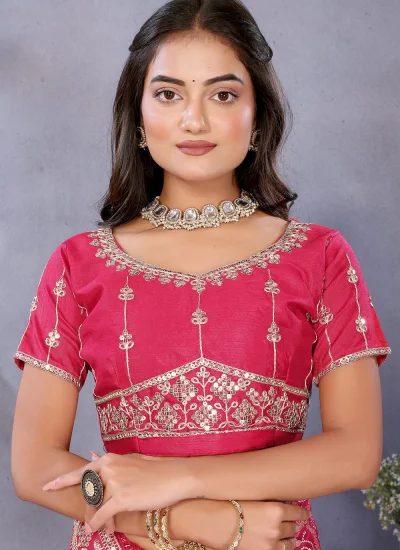 
                            Pink Casual Vichitra Silk Traditional Saree