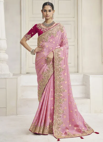 Pink Color Contemporary Saree