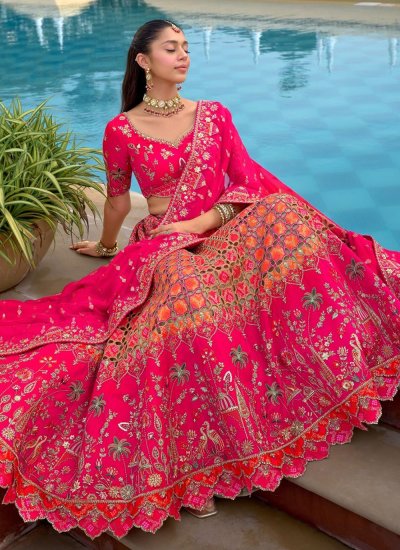 Pink Color Trendy Lehenga Choli 
                            Pink Color Trendy Lehenga Choli