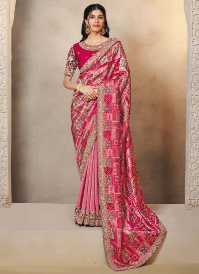Pink Embroidered Classic Saree