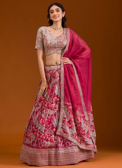 Pink Engagement Organza Readymade Lehenga Choli