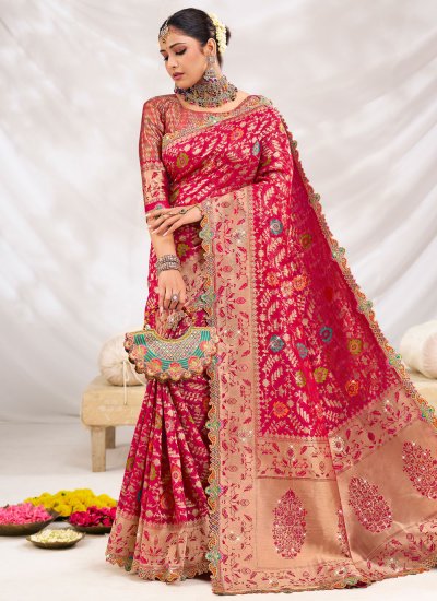 Pink Fancy Wedding Trendy Saree