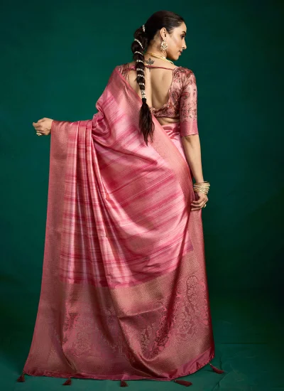 
                            Pink Festival Tussar Silk Classic Saree