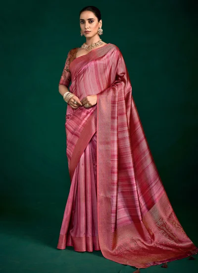Pink Festival Tussar Silk Classic Saree