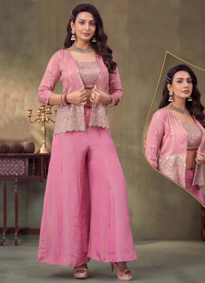 Pink Georgette Mehndi Trendy Salwar Kameez