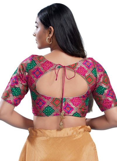 Pink Jacquard Work Silk Blouse 
                            Pink Jacquard Work Silk Blouse