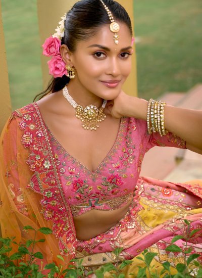 Pink Mirror Reception Lehenga Choli 
                            Pink Mirror Reception Lehenga Choli