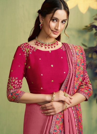 
                            Pink Sequins Ceremonial Classic Saree