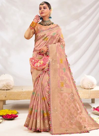 Pink Silk Traditional Saree