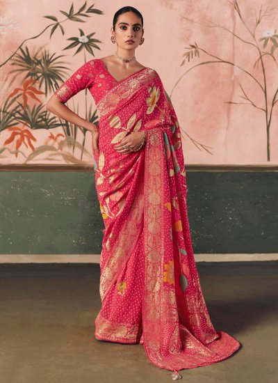 Pink Weaving Engagement Trendy Saree