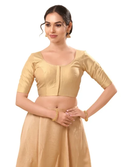 Plain Brocade Blouse in Gold