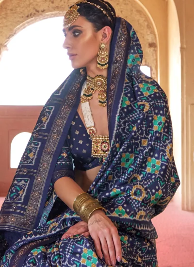 Pleasing Navy Blue Party Classic Saree