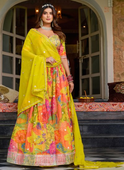 Print Silk Designer Lehenga Choli in Multi Colour