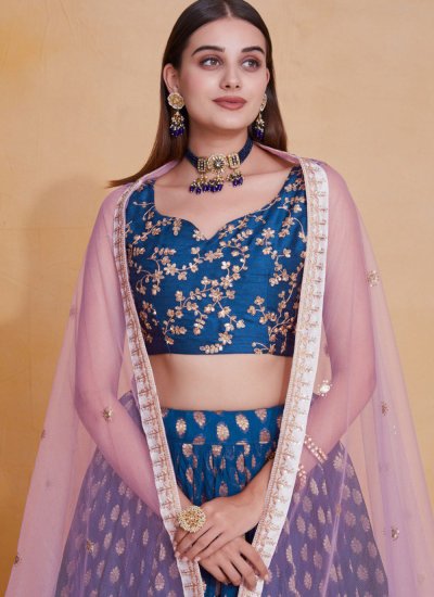 
                            Pristine Jacquard Work Blue Trendy Lehenga Choli