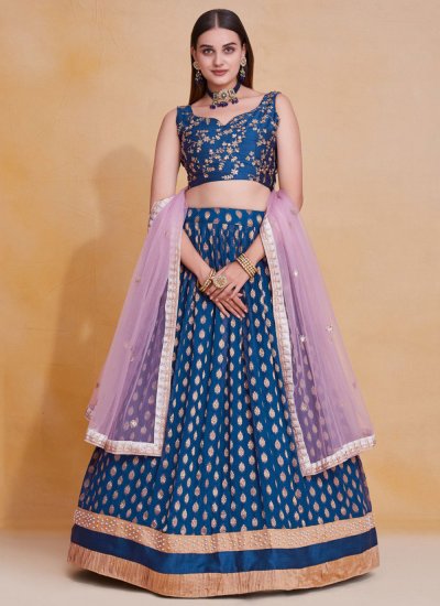 Pristine Jacquard Work Blue Trendy Lehenga Choli